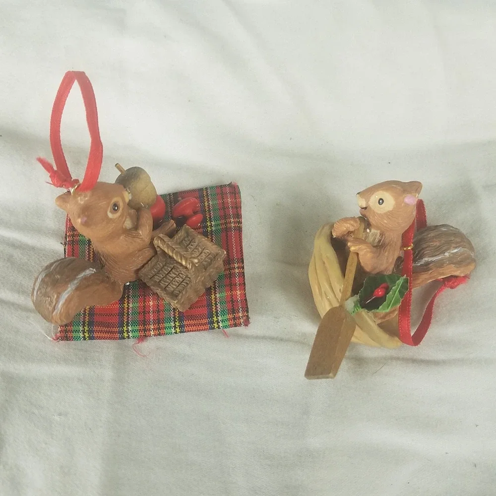 Squirrel Christmas Ornaments Brown Excellent Woodland Pair whimsical outdoorsy
